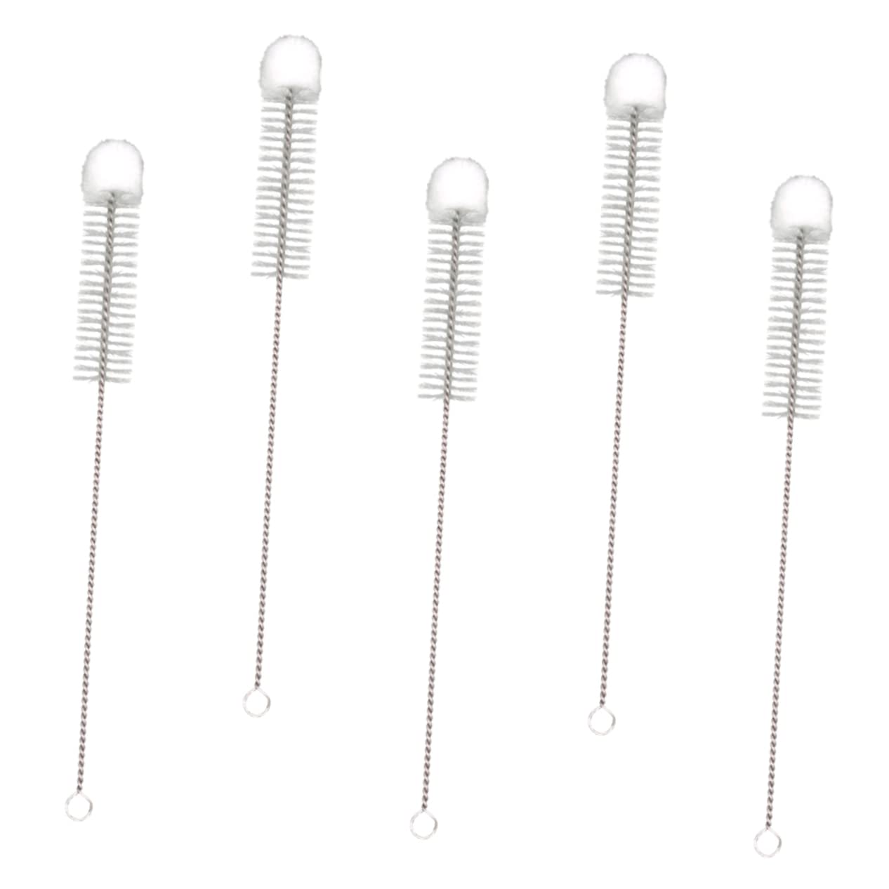 HAPINARY Test Tube Brush Set Tip 5 Pieces Softy Nylon Cotton Brush Tips Flask Bottle Cleaning Brush