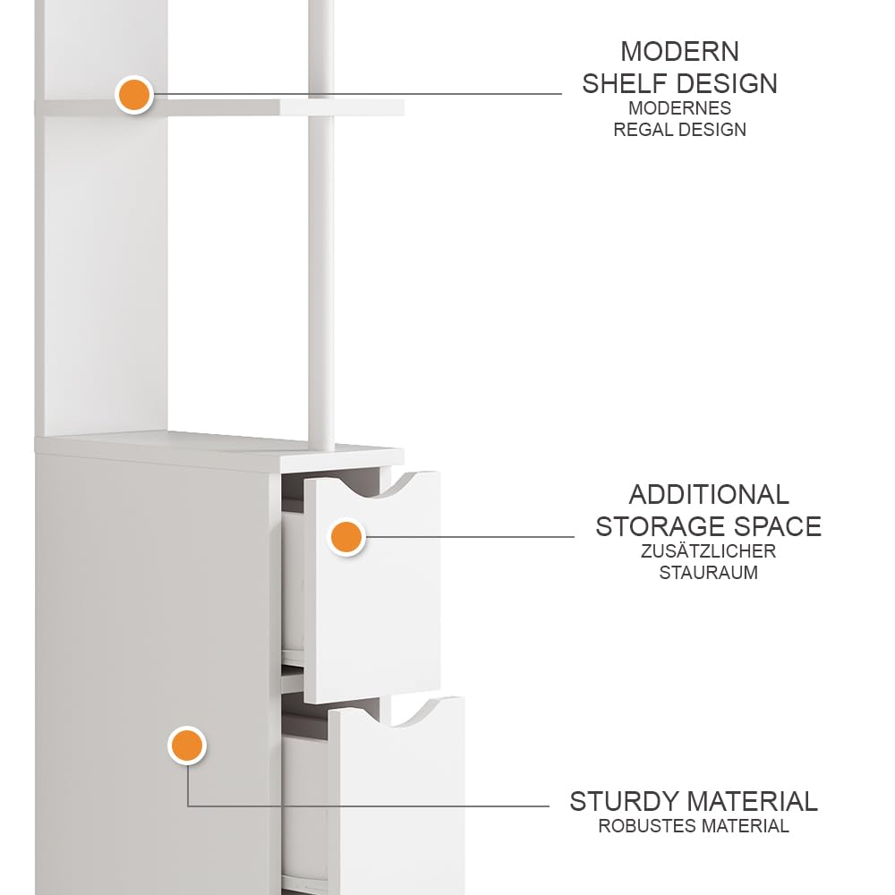 Vicco Mobile da bagno Vera, Bianco, 15 x 137 cm
