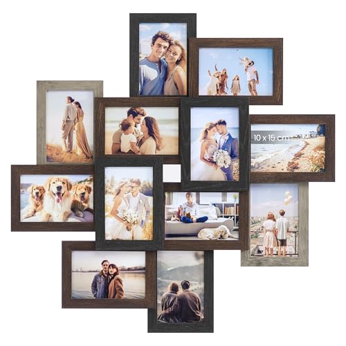 SONGMICS Bilderrahmen-Collage, 12 Fotorahmen für 10 x 15 cm Bilder,...