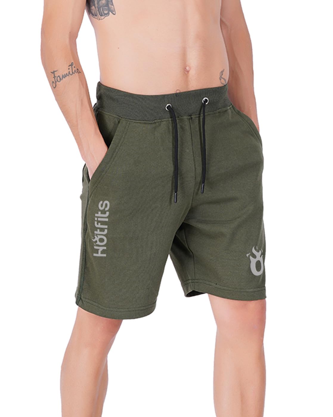 hotfits Men's Casual Cotton Regular Shorts, Workout Shorts, Elastic Waist Running Shorts with Pockets-image-41