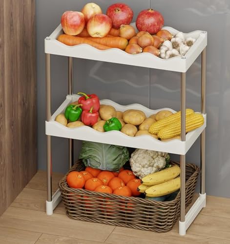 Image of Lukzer 2 Tier Bookshelf Organizer Rack for Home & Office | Steel & Plastic Book Storage Stand (White, 71x50x24cm) | Multipurpose Display Shelf for Books, Files, Plants & Decor CH-007