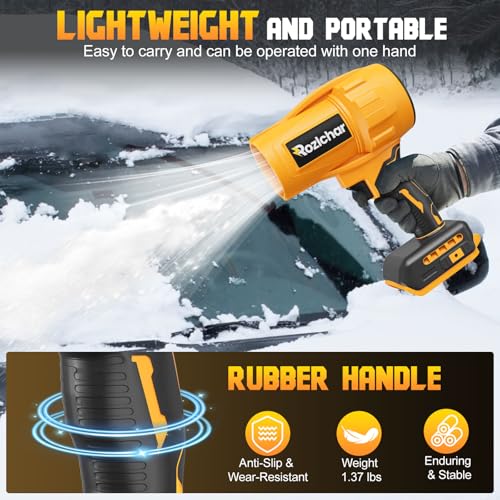 Rozlchar Cordless Leaf Blower Compatible for DeWALT 20V Batteries(No Battery), 125-MPH 430-CFM Variable Speed Handheld Turbo Jet Blower with Brushless Motor, Portable Dust/Snow Cleaner for Lawn, Patio