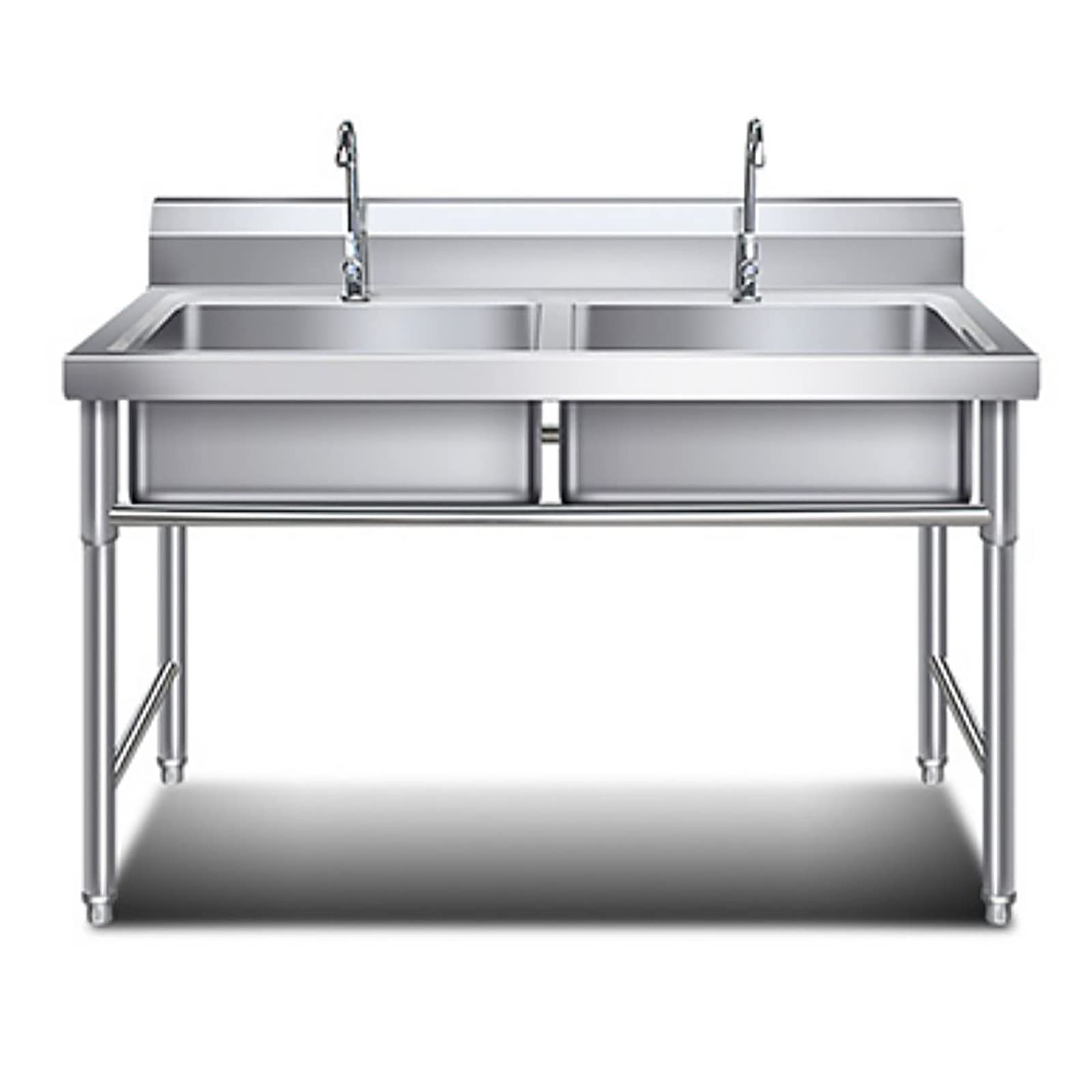 Kitchen Utility Sink,Freestanding Utility Sink with St+,Restaurant Catering Industrial Kitchen Sink,Faucet Included,for Outdoor Indoor Garage Commercial Restaurant Laundr(Double Slot-120x70x80cm)
