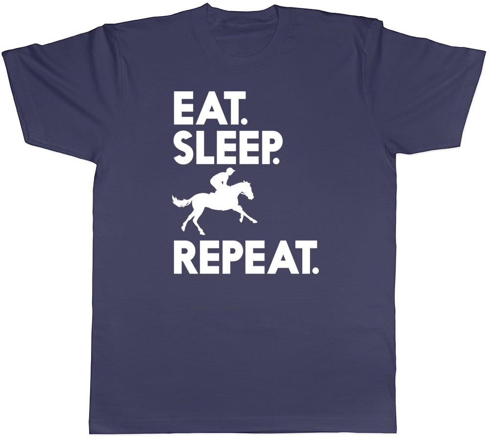 Shopagift Eat Sleep Ride Repeat Unisex T-Shirt Navy Blue