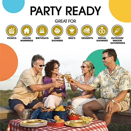 Exquisite Gold Paper Plates - 7 Inch, 100 Count - Disposable Cake Plates - Bulk Paper Plates - 5