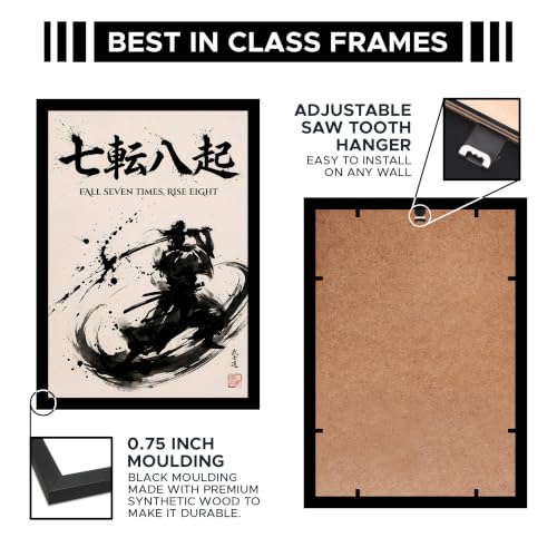 Image of Samurai Warrior Premium Framed Wall Poster (12x18 Inch) | Japanese Bushido Wall Art | Motivational Warrior & Discipline Decor for Bedroom, Office, Gym & Workspace | Ready-to-Hang Display Frame