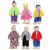 YOUTHINK Figuras de muñecas Familiares Juego de Juguetes de Personas en Miniatura de Pino Adorno Accesorio Educativo para...