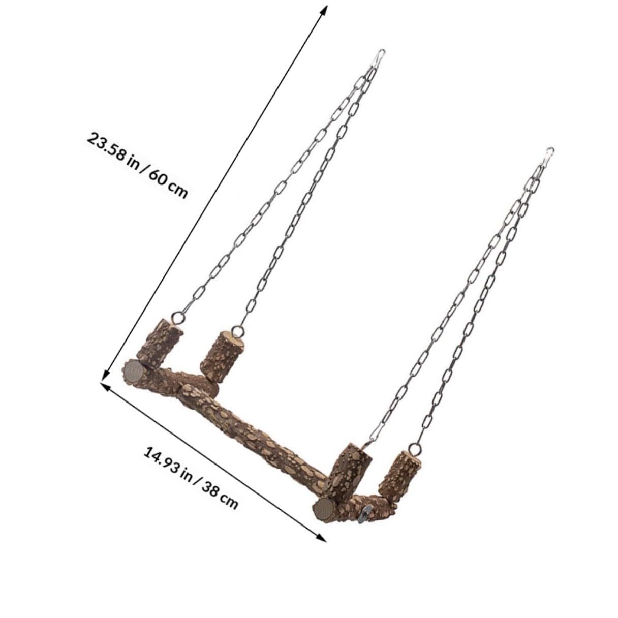 Gioco per Pappagalli in Legno Naturale Trespolo e Altalena Marrone, Supporto Robusto in Acciaio Inox per Gabbia Uccelli, per Esercitare Abilità di Arrampicata e Colore Casuale
