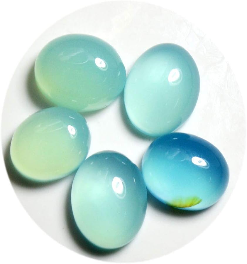 12X9 MM 5 Pieces Aqua-Chalcedony Loose Gemstone Oval Shape Cabochon Blue Wholesale Stone