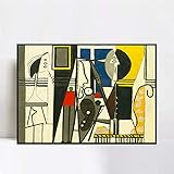 INVIN ART Framed Canvas Giclee Print Art Painter and Model by Pablo Picasso Wall Art Living Room...