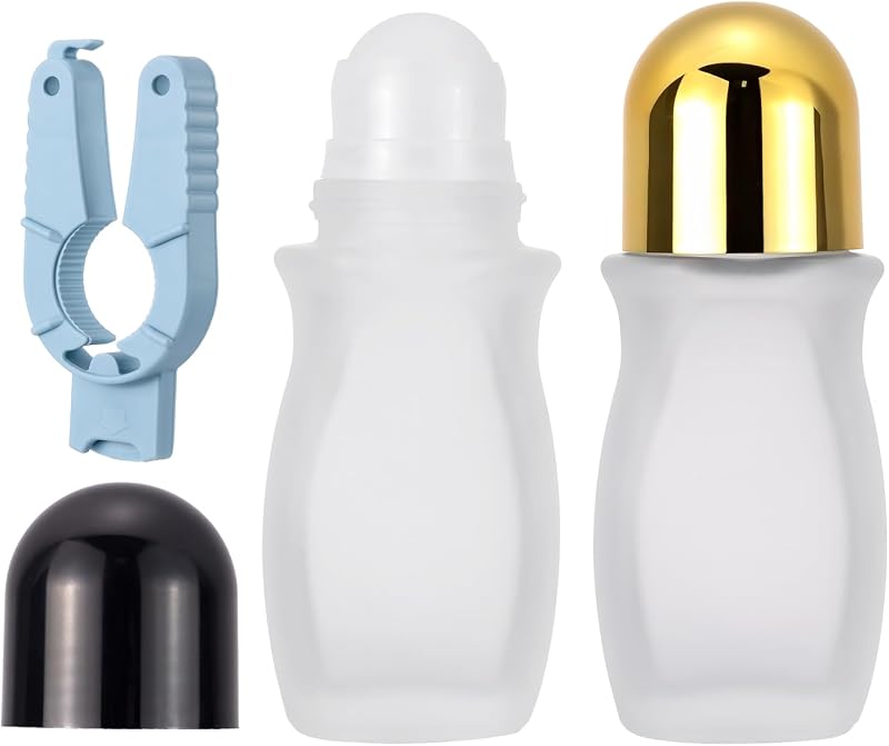 Kesell Frascos de Vidro com Esfera para Líquidos, 50 mL, Pacote com 2 e Abridor