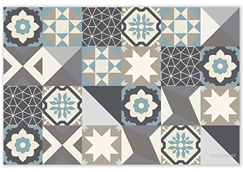 mubusi Alfombra Vinílica Cocina Salón - Varios Tamaños - (Hidráulica Oporto Azul 40x60 cm)