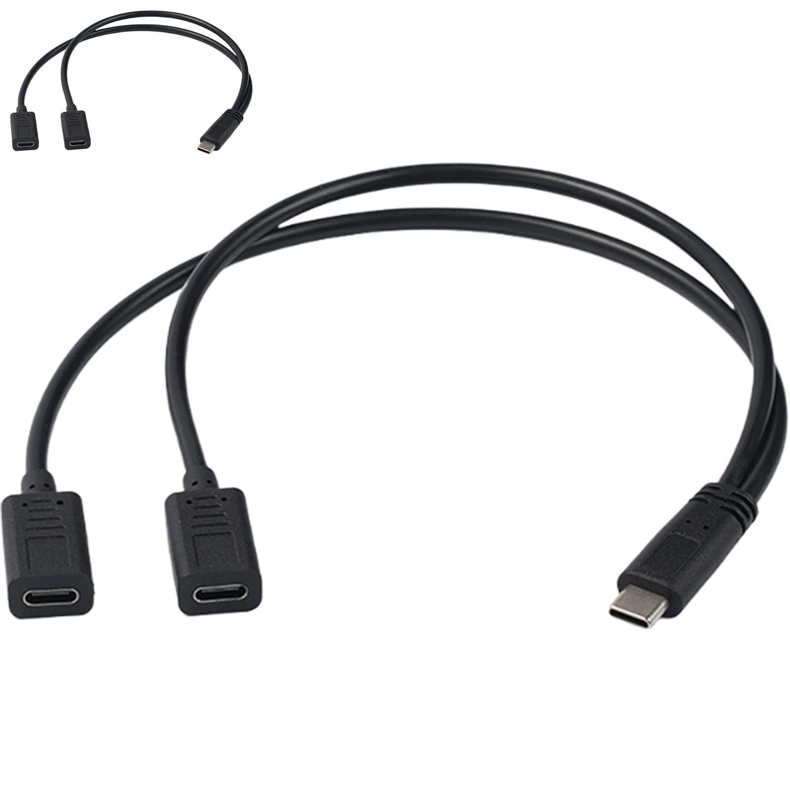 Maxtonser Portable USB C Male to Double USB C Female Splitter Converter Adapter Extension Connector Cable for Charging Accessories