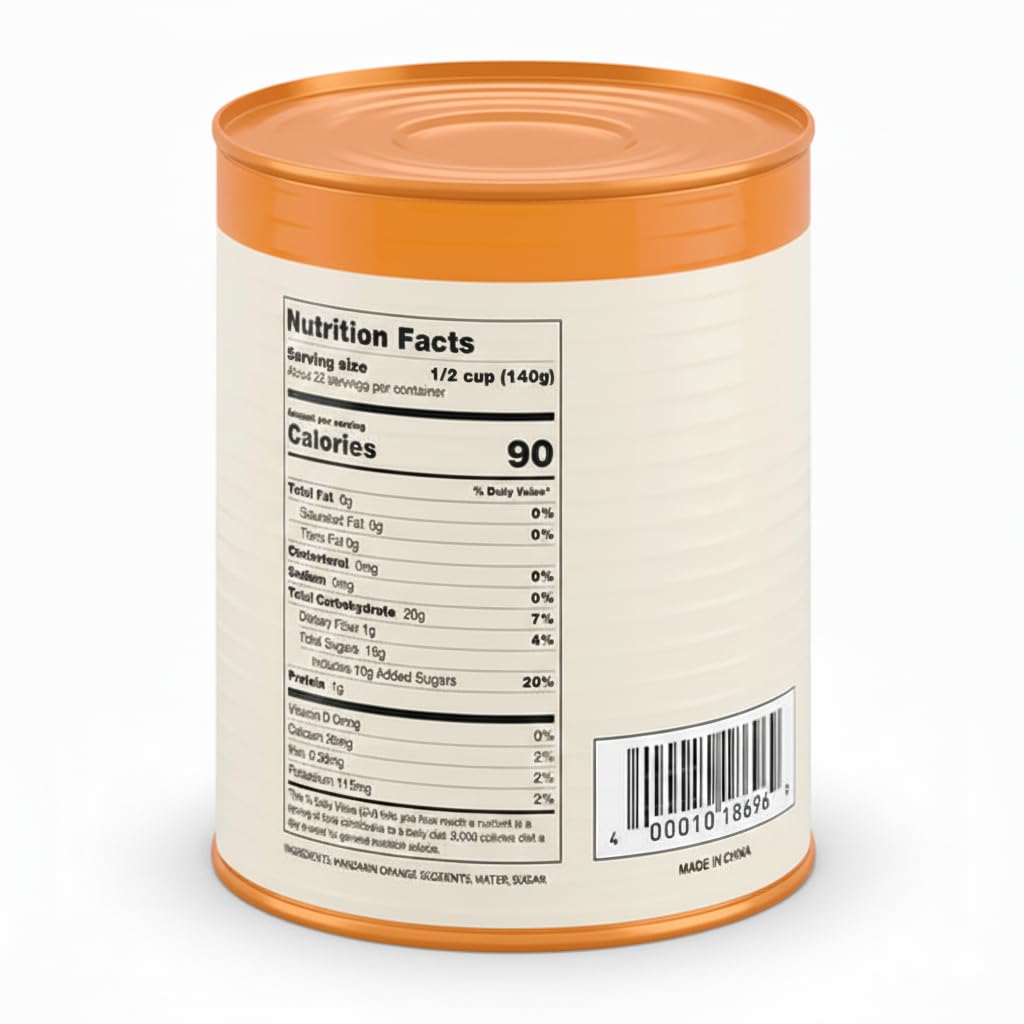 Glownary Whole Mandarin Orange Segments in Light Syrup, #10 Can, 106 oz, 6 Pack Case, Kosher