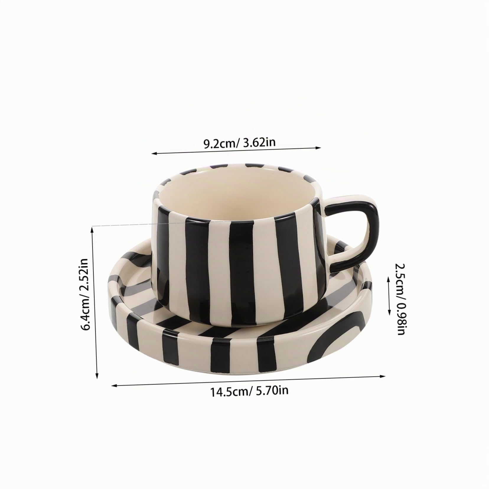Keramik Kaffeebecher für Latte Art 1 Satz, mit Untertasse Gestreift