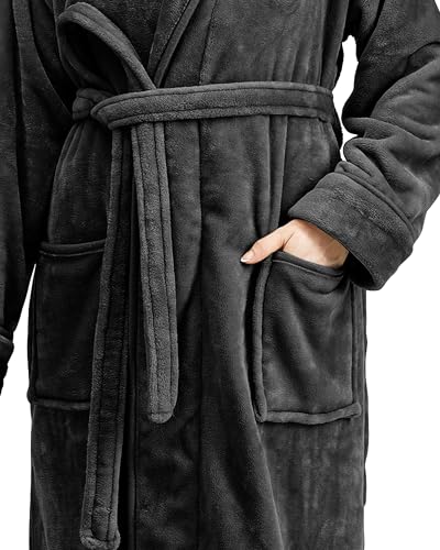 NY Threads Bata con capucha para mujer, suave y acogedora, ropa de dormir Loungewear, Pequeña, Gris Oscuro - imagen 6