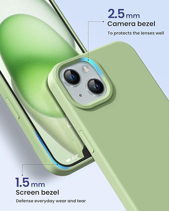 Image of MIDOS Back Cover Compatible with iPhone 15 Case Liquid Silicone Full Protection Shock Proof Back Cover for iPhone 15 (Green)