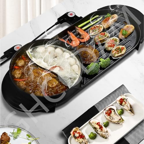 Portable Hot Pot Grill and BBQ Table, 2-in-1 Multifunction Nonstick Cooker with Dual Temperature Control, Fast Heating, Smokeless for Indoor Use - Image 2