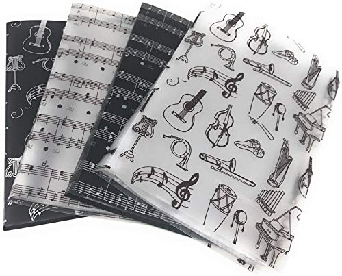 Music File Folder A4 Size Sheet Music Folder Paper Documents Music Themed 40 Pockets Storage Folder (File Folder -Black) #TOP3