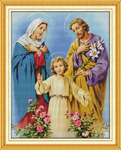 Sacra Famiglia Gesù Persone Kit Punto Croce 14CT Bianco 11CT Stampa Pittura Ricamo FAI DA TE Fatti A Mano Cucito Complementi Arredo Casa Ricamo-11CT Immagine Stampa
