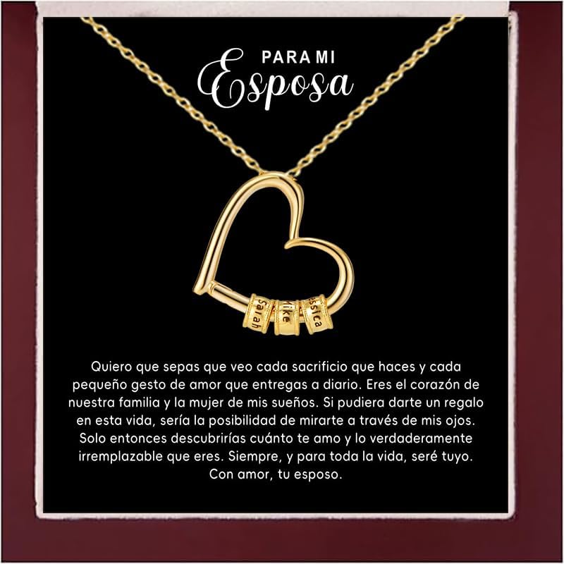 personalized necklace for wife with engraved names on pendant