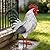 Ratuor Rooster Garden Statue Sculpture Metal Chicken Yard Decor Outdoor Figurines Patio Backyard Decoration (White)