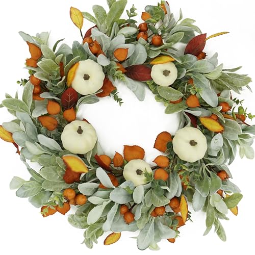 Artificial Fall Wreaths for Front Door Autumn Pumpkin Wreath with...