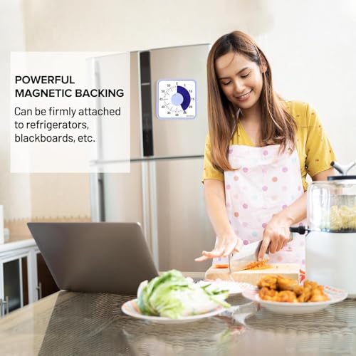 Secura 60-Minute Visual Countdown Timer, 7.5-Inch Oversize Classroom Visual Timer for Kids and Adults, Durable Mechanical Kitchen Timer Clock with Magnetic Backing (Violet) by Secura - Used condition - Image 2