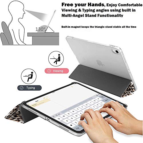 Image of DuraSafe Cases iPad PRO 11 Inch 1st [ PRO 11 2018 1 Gen ] A1980 A1934 A2013 A1979 MTXN2HN /A MTXP2HN /A MTXR2HN /A Trifold Printed Hard Smart PC Transparent Back Cover - Leopard