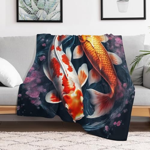 Couverture poisson koi hypoallergénique contre allergies de lit
