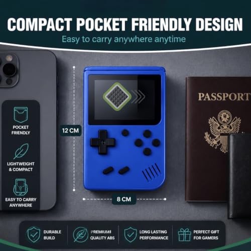 Image of YGM Rechargeable Pocket Video Game Console for Kids -in-1 Retro Handheld Gaming Device with Built-in Classic Games, TV Output Support (Any Available Colour)