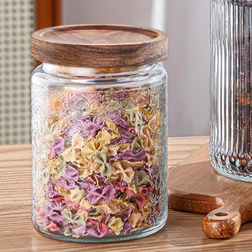 Image of Vintage Glass Jars with Wooden Lids, 6 Pack 24 oz Airtight Glass Food Storage Containers Sets for the Kitchen, Sugar Coffee Candy Spice Cookie Tea Pasta
