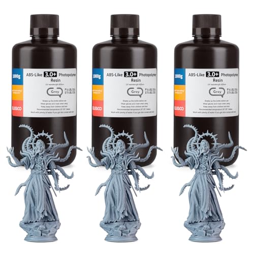 ELEGOO ABS-Like Resin 3.0+, Upgraded 3D Printer Photopolymer Resin, Higher Heat-Resistance Fast Curing High Precision Non-Brittle, Grey 3000g