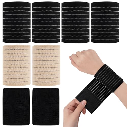 Leikedun 8 Pezzi Fascia da Polso, Polsiera per Tendinite Polso Regolabile Tutore Tunnel Carpale Elastica per Polso con Chiusura in Velcro Adatto per Uomini e Donne per Sport, Palestra, Lavoro