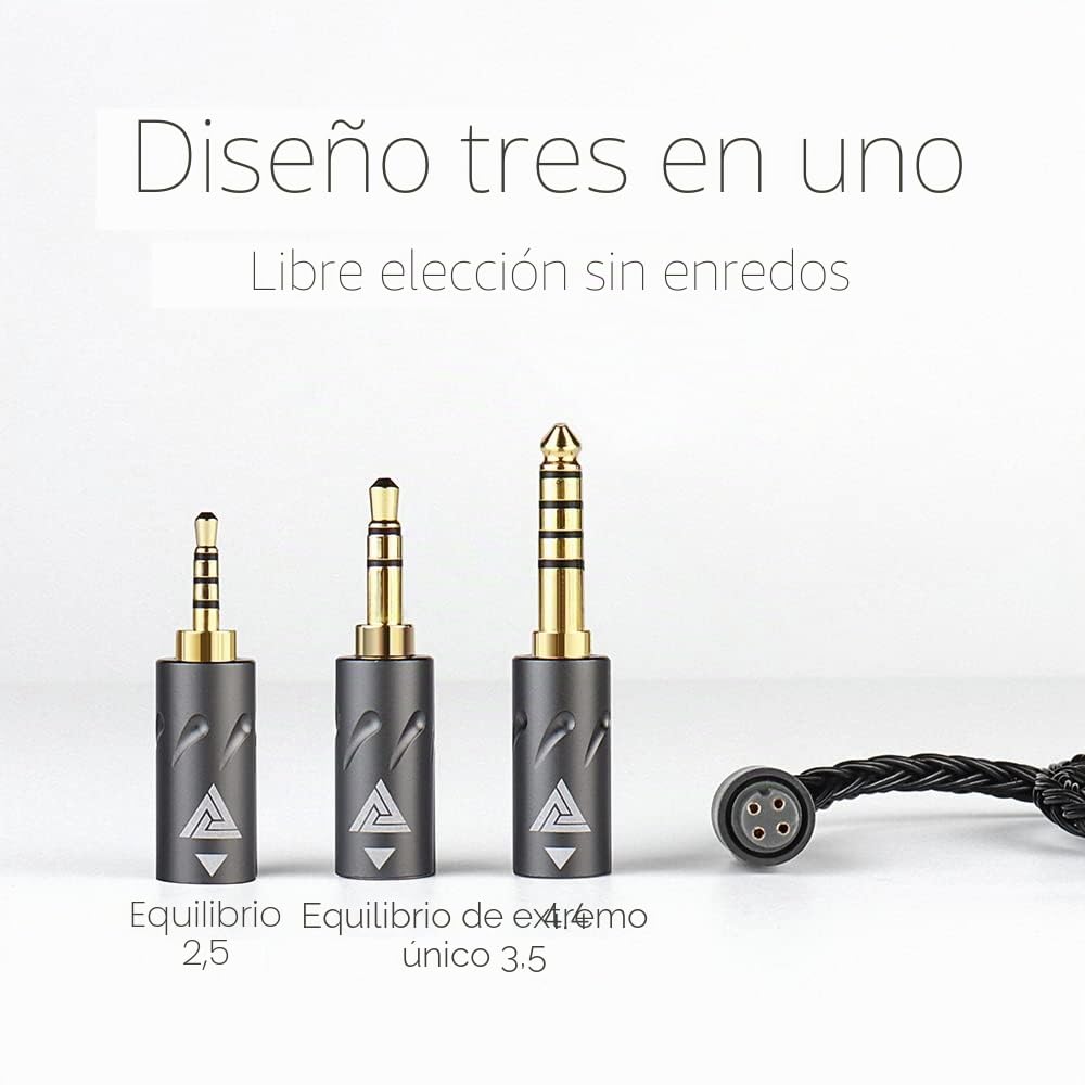 Linsoul QKZ Q1 MAX,Cable de repuesto para auriculares de alta fidelidad de 16 soportes, 352 núcleos, con enchufe intercambiable de 2.5 mm/3.5 mm/4.4 mm para audiófilo (negro, tipo S)