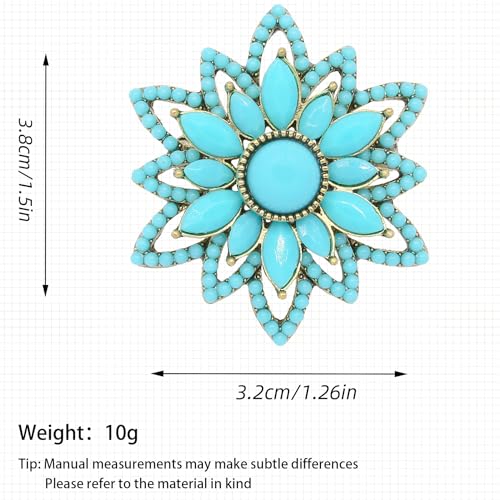 Image of Turquoise West Cowboy Oval Tear Drop Brooch Pin for Women Retro Brooches Pins Classic Fashion Jewelry Accessories Gift