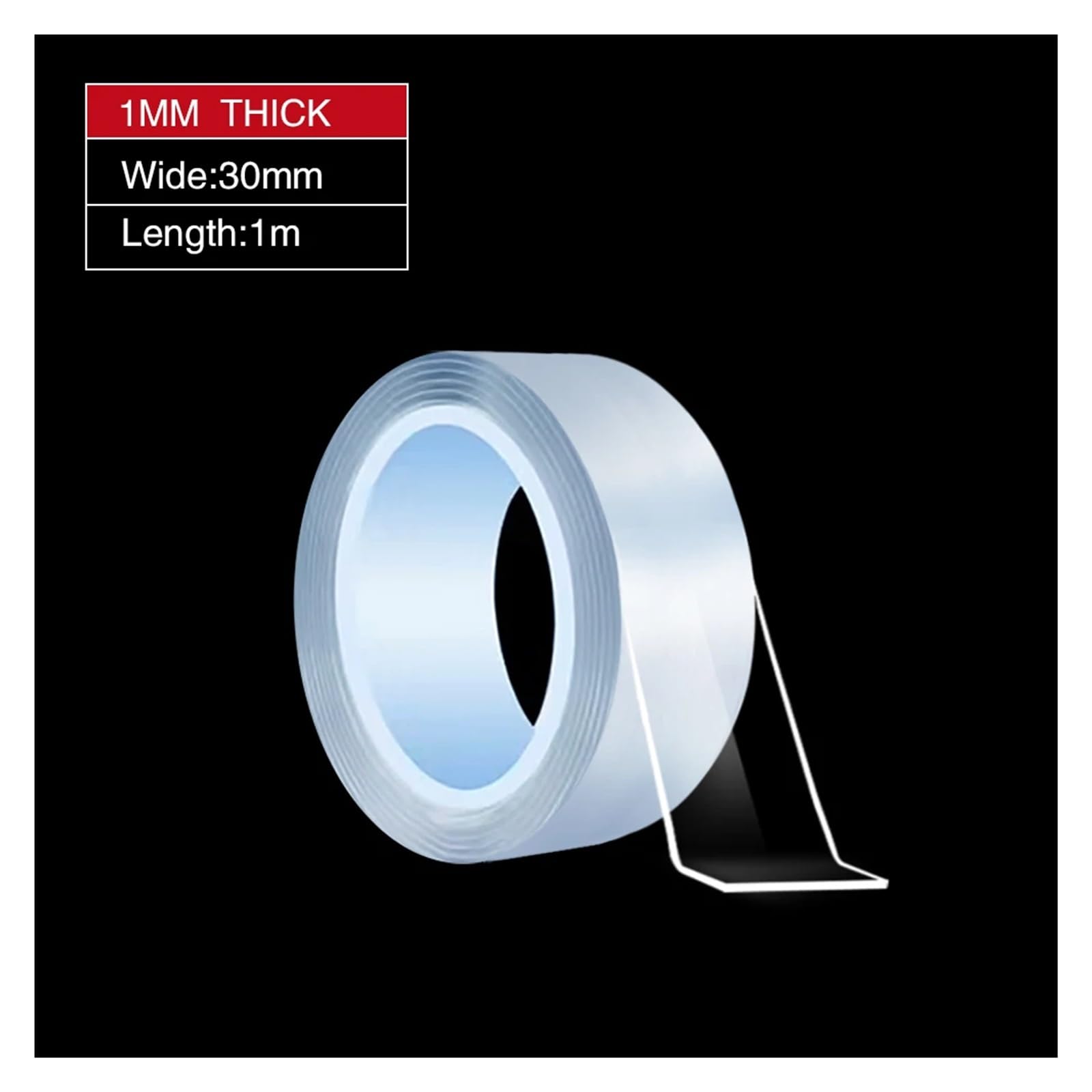 Nastro Biadesivo Trasparente Impermeabile 1/2/3M, Riutilizzabile, for la casa, Adesivi, Porcellana, Legno, Metallo, plastica, Super Colla(30mm X 1m Tape)