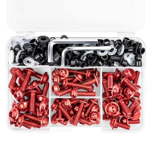 �{���g�ƃi�b�g�̃Z�b�g Compatible With Aprilia For RSV4 RR Misano 2020 For Tuono 1000R 2003-2011 �I�[�g�o�C�t�����g�K���X�l�W�t�@�X�i�[�Œ�X�|�[�c�o�C�N�{���g(Red)