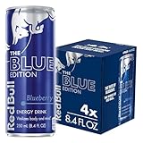 Red Bull Energy Drink, Blueberry, 4 Pack of 8.4 Fl Oz, Blue Edition