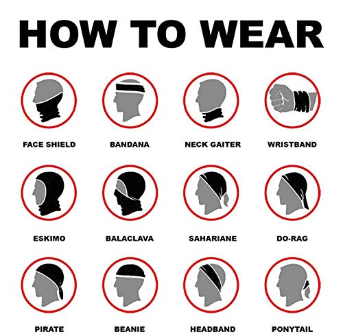 Image of Okara Bandana Head Wrap Scarf Neck Warmer Headwear Balaclava for Sports Pack Of 9
