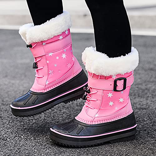 Children Shoes Snow Boots Girls Boys Outdoor Boots Waterproof Warm Boots with Cotton Snow Boots Toddler 10 Boot (Pink, 8-9 Years Little Child)2