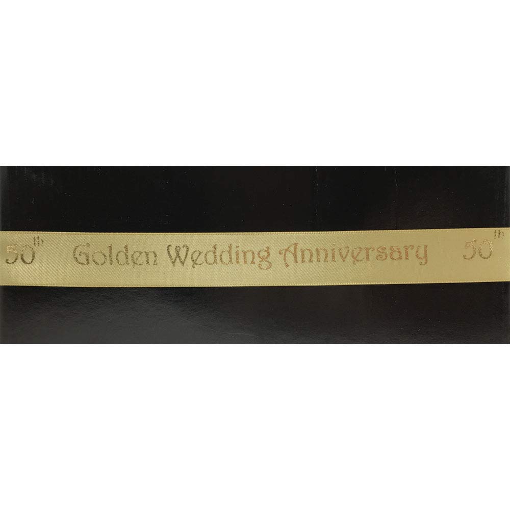 50th Golden Wedding Anniversary Satin Cake Ribbon with Gold Print (1 Metre)