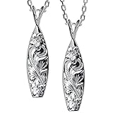 BYTHESEA ハワイアンジュエリー ペアネックレス 刻印無料 誕生石入れ可(有料・別途購入) シルバー925 サーフボード チェーン 長さ (1個目：50cm) (2個目：60cm) カップル