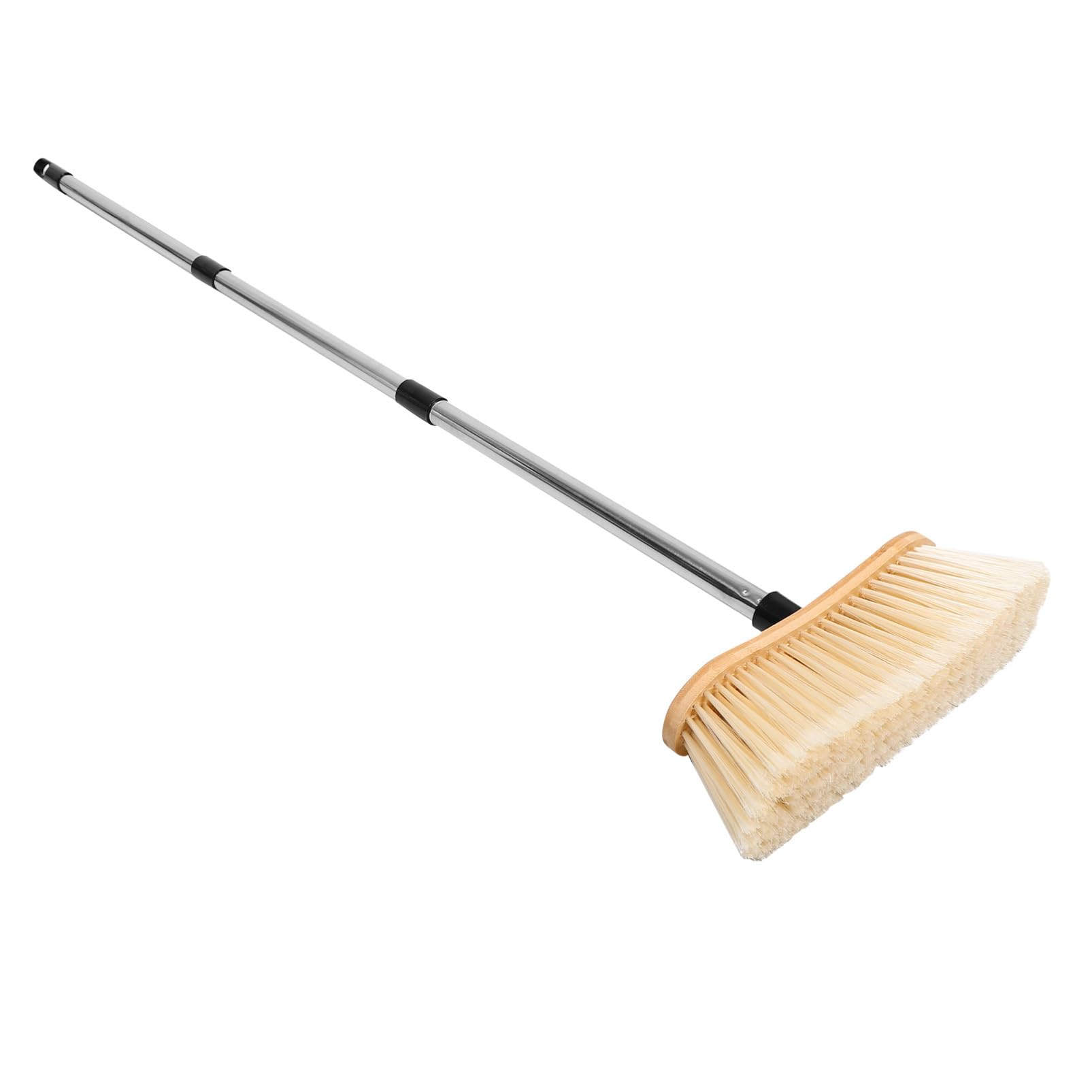Scopa per Esterni con Setole Rigide per Giardino Spazzola per Pulizia Patio e Garage Pali Staccabili in Acciaio Rinforzato e bambù Naturale