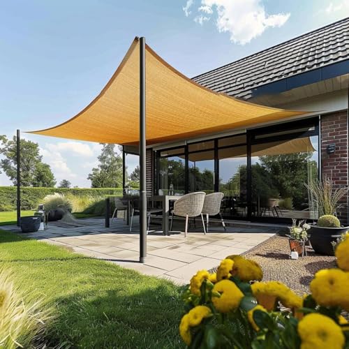 Garden EXPERT 8'x10' Sun Shade Sail Sand Rectangle Canopy Sail Shade Cloth for Patio Garden Outdoor...