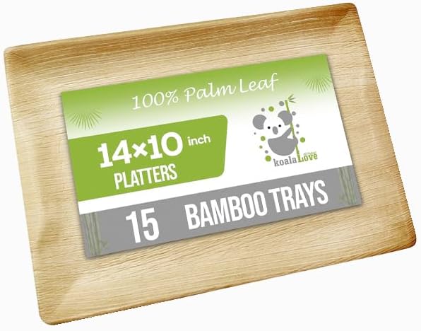 Bandeja de bambú para servir y plato, platos desechables de charcutería, platos y platos de fiesta, platos de madera compostables ecológicos para