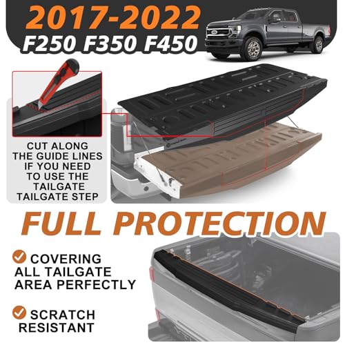 Image of TripleAliners Truck Mat Compatible with 2017-2022 Ford Super Duty F250 /F350 /F450 Accessories, Tailgate Mat Custom Fit All Weather Protection Pickup Liner, w /Tailgate Cap Protector