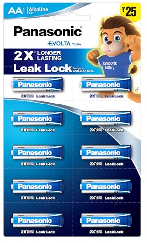 Panasonic Evolta Yuva, Alkaline AA Battery, 2 Times Longer Lasting, Leak Lock Designed by Anti-Leak Seal Technology for Everyday Devices, Clock, Toy, Remote, Pack of 10 - Evolta Yuva