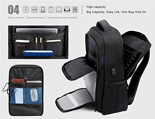 Image of Arctic Hunter Laptop Backpack for Men and Women, 15.6 inch Water Resistant Slim Laptop College Backpack with USB Charging Port, Idle for Business, Office,Travel Bag (Blue)
