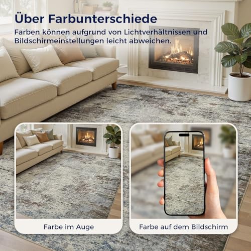 DMOYEST Teppich Wohnzimmer 160x230cm Modern Brown Rostet Waschbar – Ansicht 4